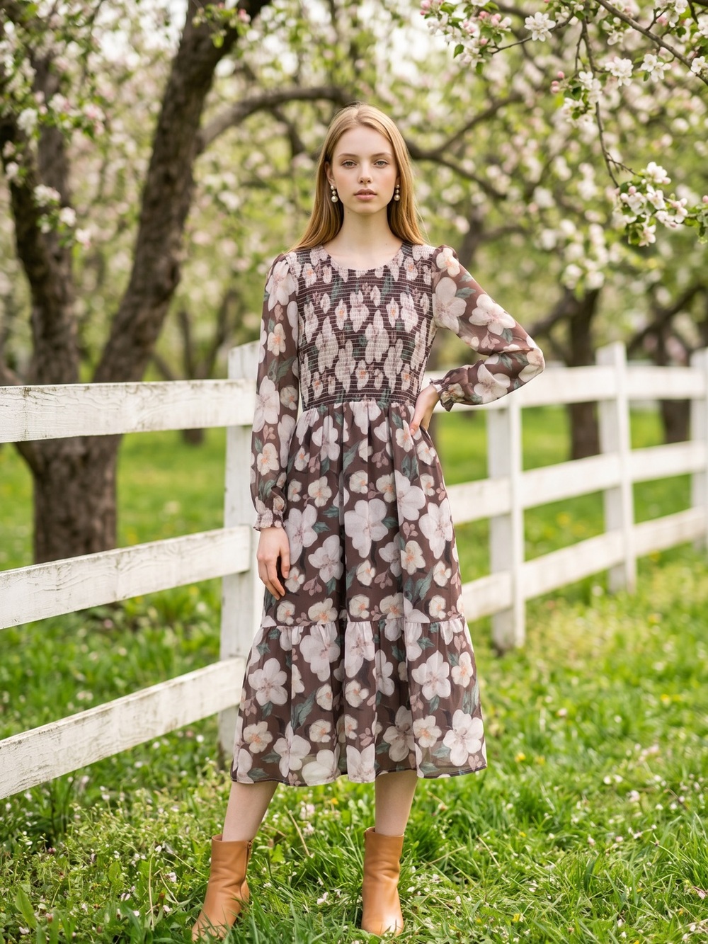 Floral Smocked Midi Dress | NWT | Size Small | Cottagecore Boho